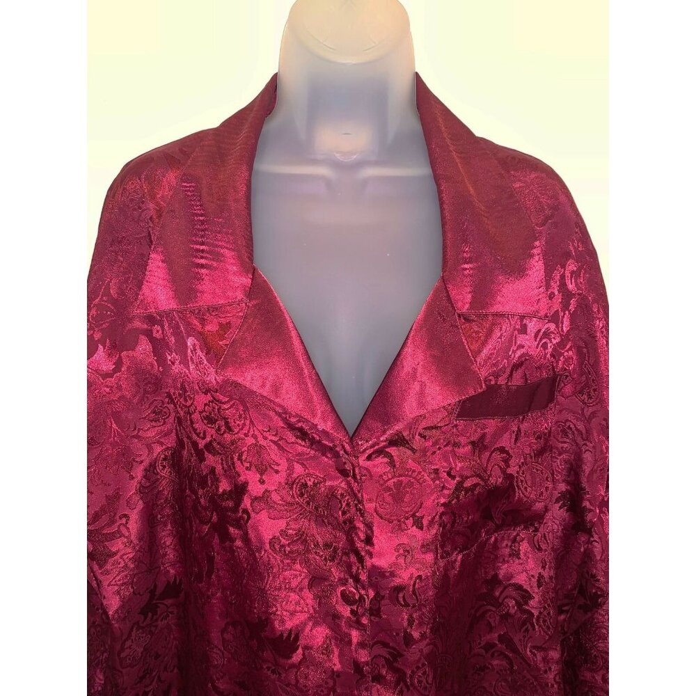 GOLD LABEL VICTORIA'S SECRET Burgundy Maroon Floral Jacquard Pajama Set ~ Small - Picture 4 of 11